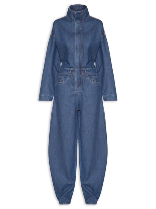 Macacão Feminino Jeans Baggy - Azul