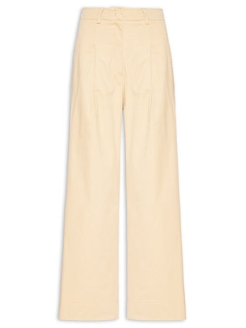 Calça Feminina Alfaiataria Pregas - Amarelo