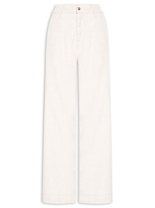 Calça Feminina Pantalona Linho - Off White