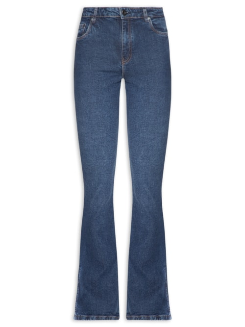 Calça Jeans Feminina Boot Basic Midi Travetes - Azul