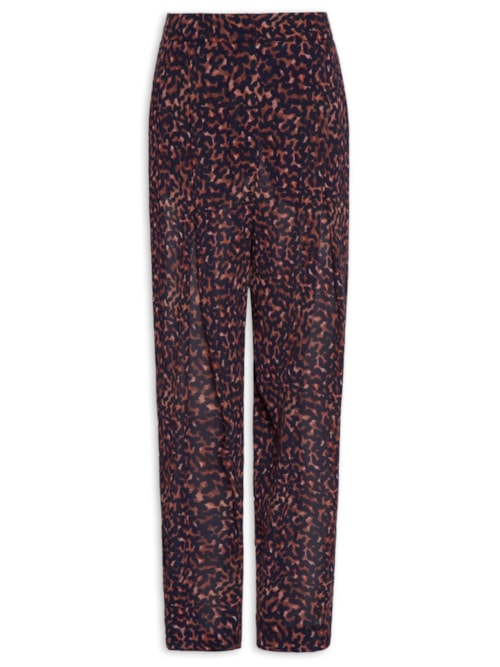 Calça Feminina Prega Textura Bean - Marrom