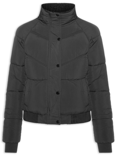Jaqueta Puffer Feminina Com Forro Peluciado - Preto