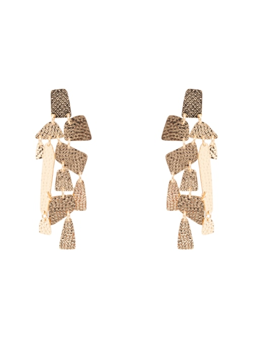 Brinco Feminino Longo Texturizado - Dourado