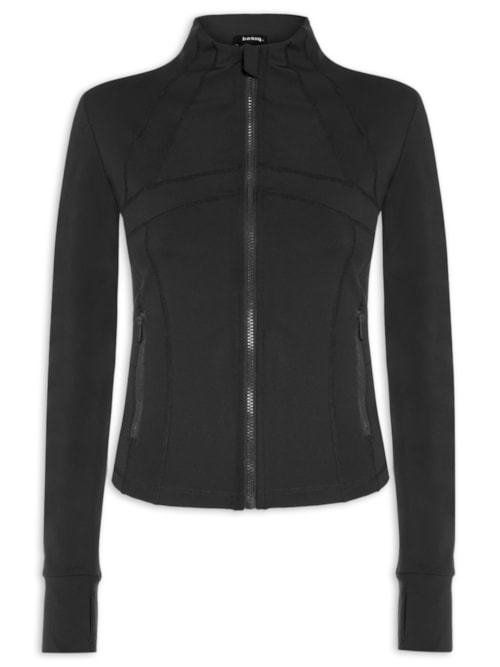 Jaqueta Feminina Esportiva Com Recortes - Preto Jaqueta Feminina Esportiva Com Recortes - Preto