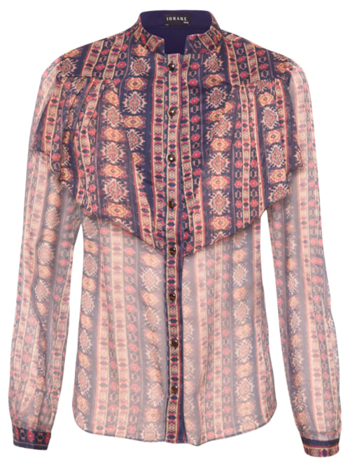 Blusa Feminina Manga Longa Babados - Marrom Blusa Feminina Manga Longa Babados - Marrom