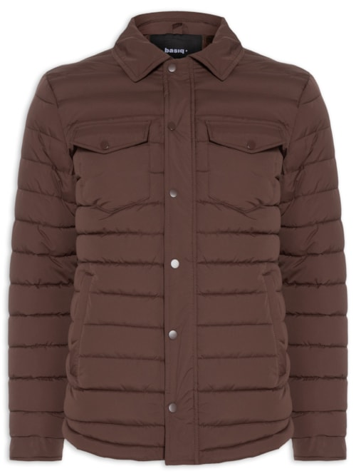 Jaqueta Masculina Puffer Com Bolso - Marrom Jaqueta Masculina Puffer Com Bolso - Marrom