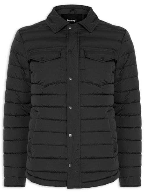 Jaqueta Masculina Puffer Com Bolso - Preto