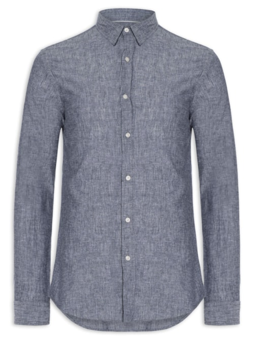 Camisa Masculina Blend Linen - Azul