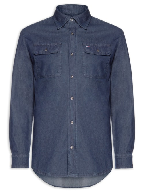 Jaqueta Overshirt Masculina Relaxed Fit Denim Dark - Azul Jaqueta Overshirt Masculina Relaxed Fit Denim Dark - Azul