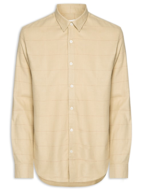Camisa Masculina Casual Flanela Xadrez Suiça - Bege Camisa Masculina Casual Flanela Xadrez Suiça - Bege