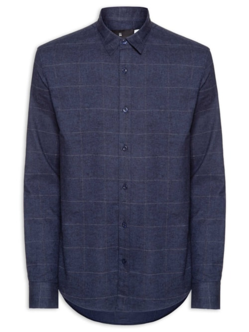 Camisa Masculina Casual Flanela Xadrez Suiça - Azul Camisa Masculina Casual Flanela Xadrez Suiça - Azul