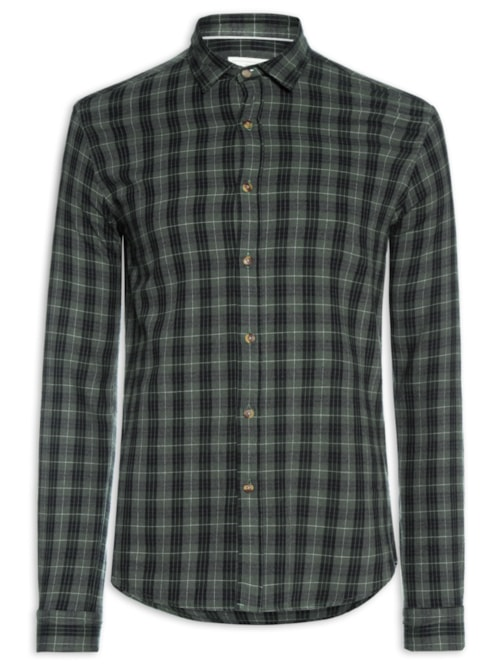 Camisa Masculina Flanela Fio Tinto Xadrez - Verde