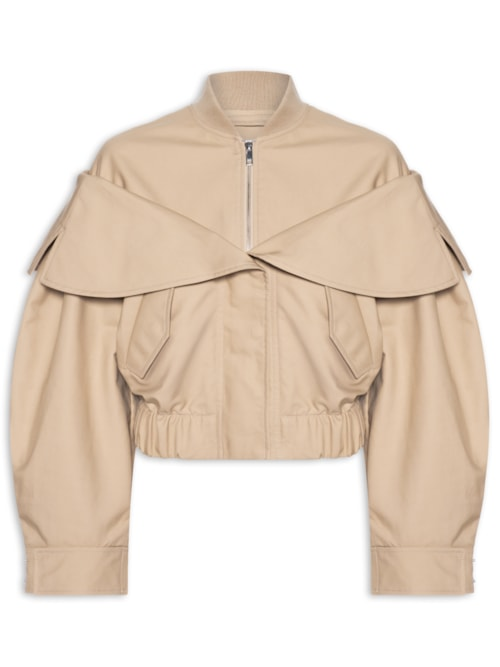 Jaqueta Feminina Double Cotton Bomber - Bege
