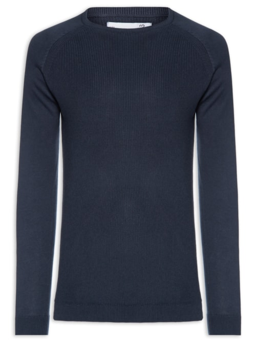 Suéter Tricot Masculino Corpo Tranças Mg Lisa - Azul Suéter Tricot Masculino Corpo Tranças Mg Lisa - Azul