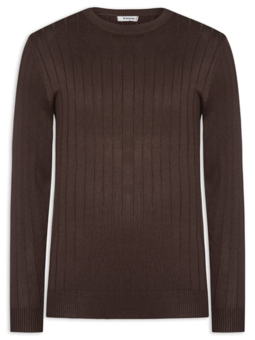 Suéter Tricot Masculino Com Textura - Marrom Suéter Tricot Masculino Com Textura - Marrom