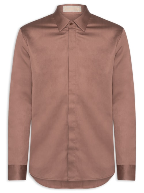 Camisa Masculina Social Austin Slim Fit - Marrom