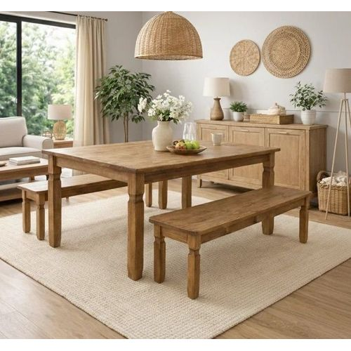 Mesa Corona 182x91cm Tampo Madeira Cera Mel