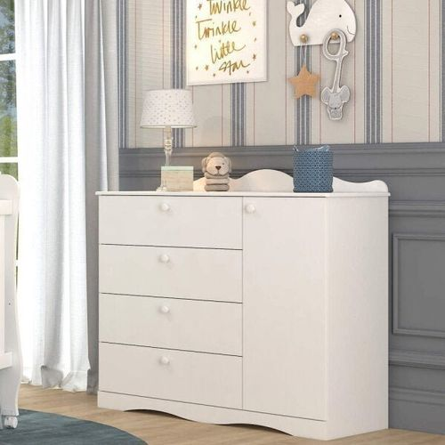 Cômoda Infantil 4 Gavetas Aquarela Espresso Móveis Branco