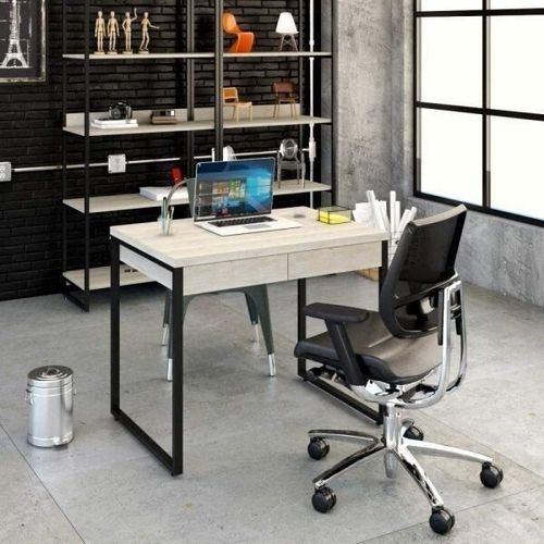 Escrivaninha Mesa Escritório Kuadra 2 Gavetas 90cm Industrial Snow Snow