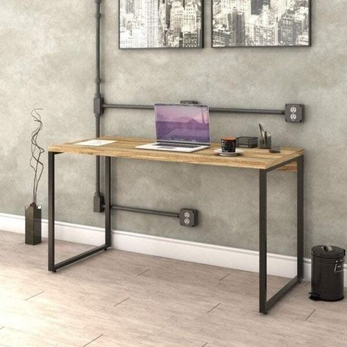 Escrivaninha Mesa Escritório Office Estilo Kuadra 135cm Industrial Carvalho Carvalho