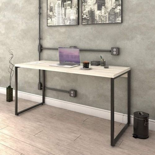 Escrivaninha Mesa Escritório Diretor Estilo Kuadra 150cm Industrial Snow Snow
