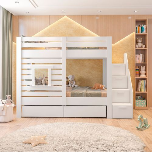 Beliche Infantil Star Plus com Janela Casatema Branco