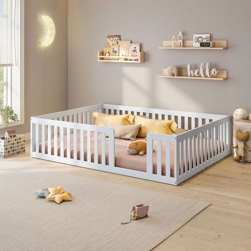 Cama Montessoriana Casal Com Grade Giulia Casatema Branco