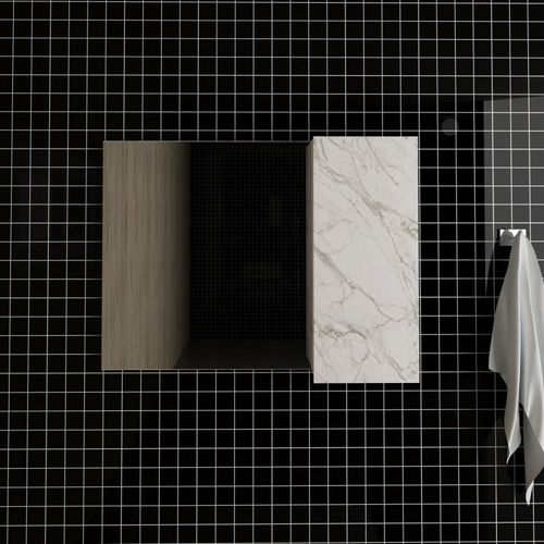 Espelheira para Banheiro 80cm Mármore Branco
