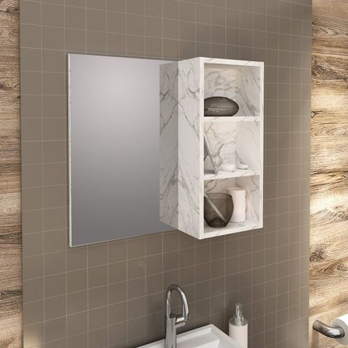 Espelheira para Banheiro 3 Nichos BN3609 Mármore Branco