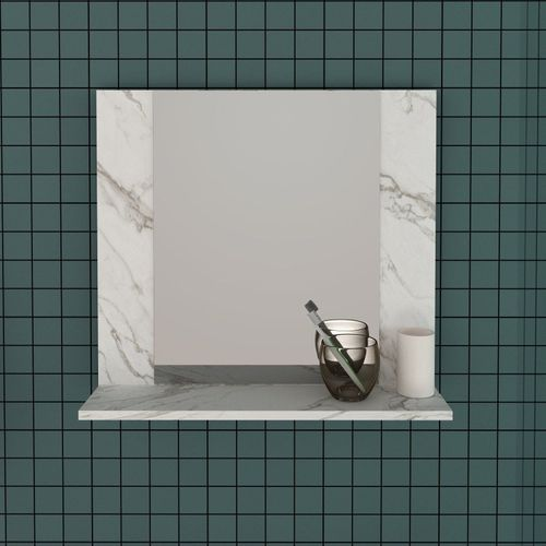 Espelheira para Banheiro 1 Prateleiras BN3610 Mármore Branco