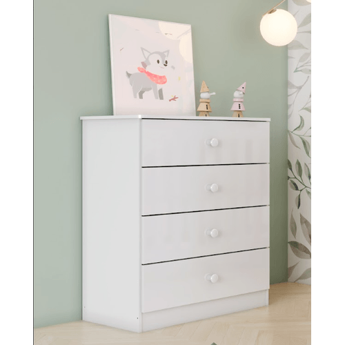Cômoda Infantil 4 Gavetas Labirinto Branco Branco