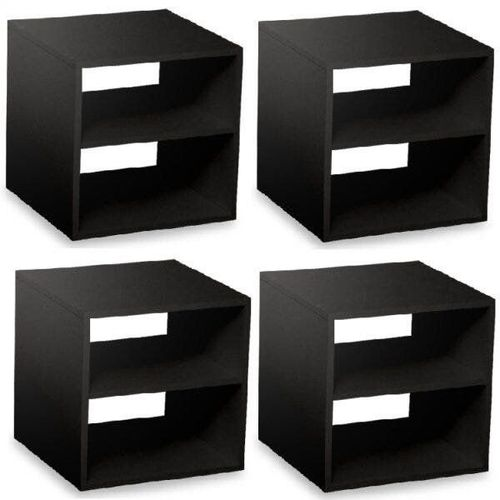 Conjunto 4 Nichos Cubo com 1 Prateleira Montana Kit Cubos Baby Espresso Móveis Preto