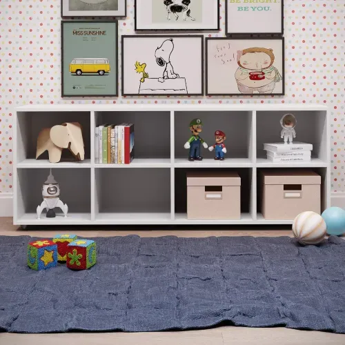 Nicho Organizador Infantil 8 Compartimentos Madeira Branco 135.5cm Branco
