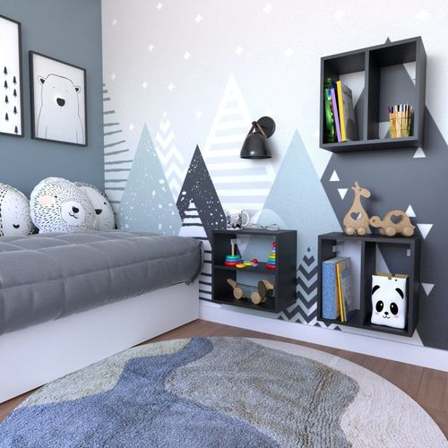 Conjunto 3 Nichos Prateleira para Quarto Infantil Preto