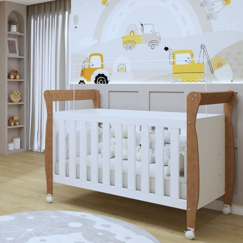 Berço Mini Cama 100% MDF Slim Branco/Madeirado Ypê Berço Mini Cama 100% MDF Slim Branco/Madeirado Ypê