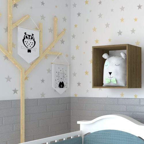 Nicho para Quarto Infantil KitCubos Carvalho Mel