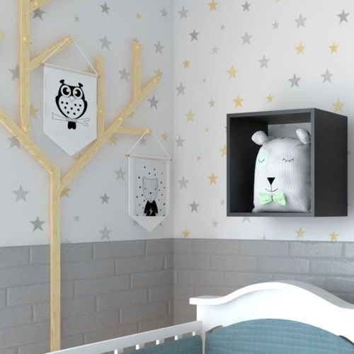 Nicho para Quarto Infantil KitCubos Preto