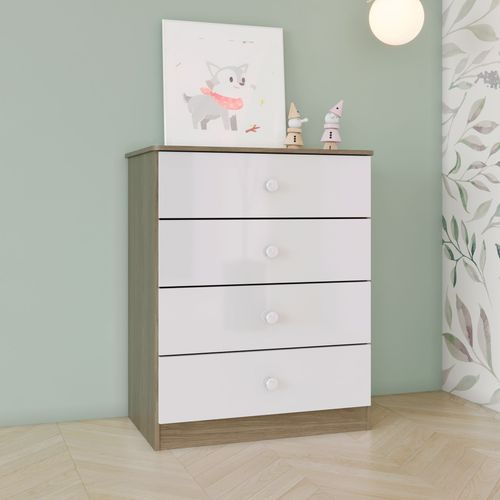 Cômoda Infantil 4 Gavetas Sonho Encantado Espresso Móveis Rústico/Branco