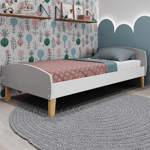 Cama Infantil Montessoriana Aurora Branco/Fumê