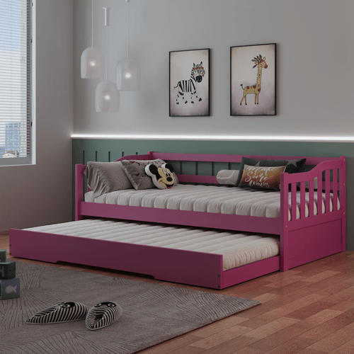 Bicama Infantil em Madeira Maciça/MDF American Rosa