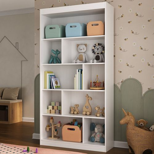 Nicho Infantil Organizador 4 Prateleiras Olivia Espresso Móveis Branco/Branco