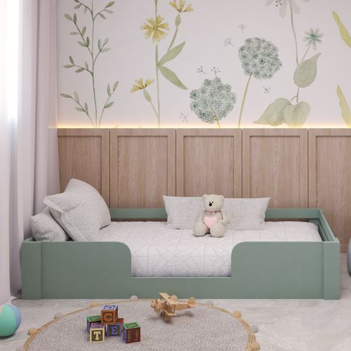 Cama Infantil Montessoriana Solteiro Liz Casatema Verde