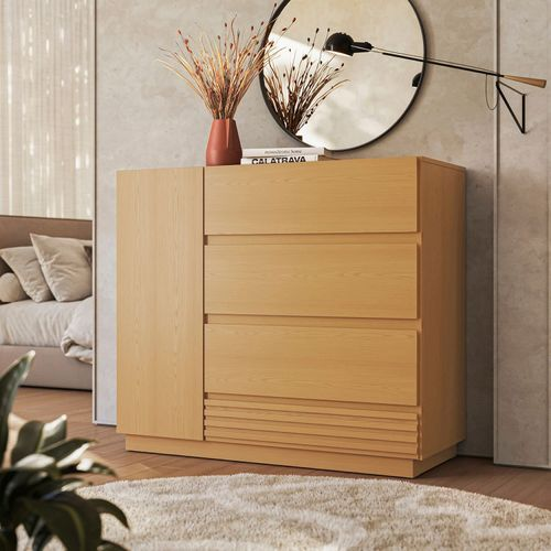 Cômoda Sapateira 1 Porta 4 Gavetas Samambaia CabeCasa MadeiraOriginals Carvalho