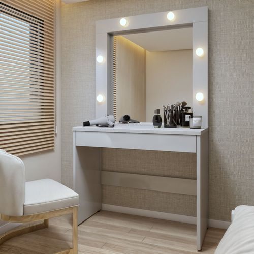 Penteadeira Camarim com Espelho MDF Requinte Off White
