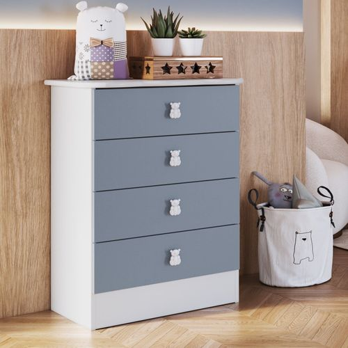 Cômoda de Bebê 4 Gavetas 1320 Baby Branco/Azul