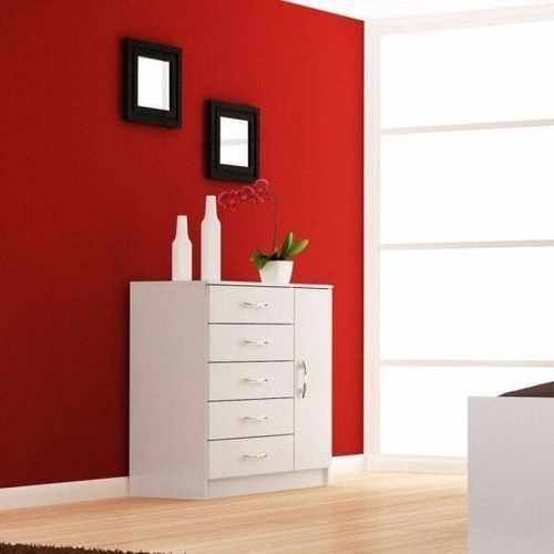 Cômoda Sapateira 1 Porta 5 Gavetas Zurique Branco