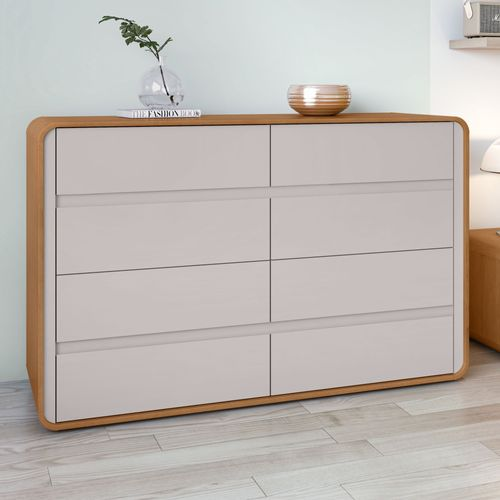 Cômoda 8 Gavetas 152x48x96cm Loop Amêndoa Clean/Off White
