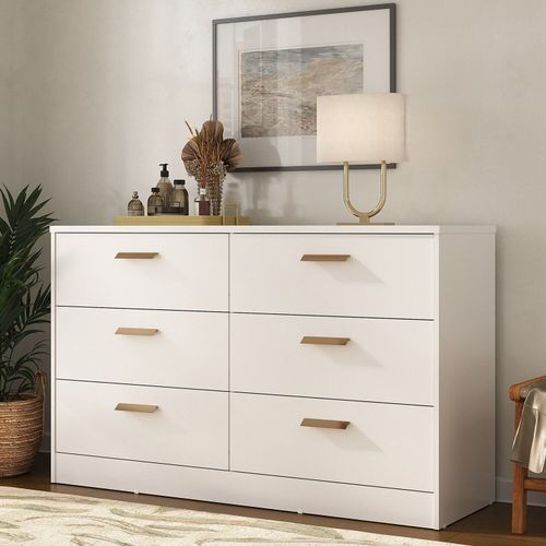 Cômoda Divino 6 Gavetas 100% Mdf Moderno Branco