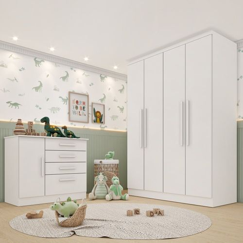 Conjunto Infantil com Guarda-Roupa e Cômoda Harmonia Espresso Móveis Neve