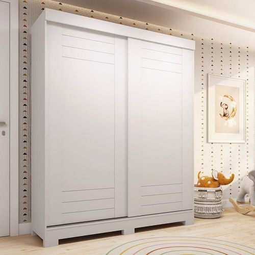 Guarda-roupa Infantil 2 Portas de Correr 100% MDF 140cm Lunara Espresso Móveis Branco